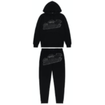 TRAPSTAR SHOOTERS HOODIE TRACKSUIT BLACK MONOCHROME EDITION