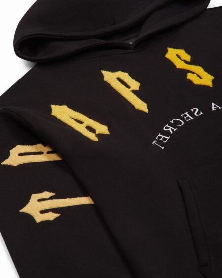 TRAPSTAR IRONGATE ARCH CHENILLE HOODIE - BLACK/YELLOW