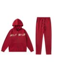 TRAPSTAR SCRIPT ZIP THROUGH HOODIE TRACKSUIT BLACK/ZINFANDEL